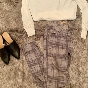 Paige denim peg super skinny grey plaid jeans SZ26